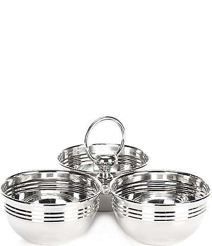 Southern Living Stainless Steel 3-Section Nut Bowl with Handle