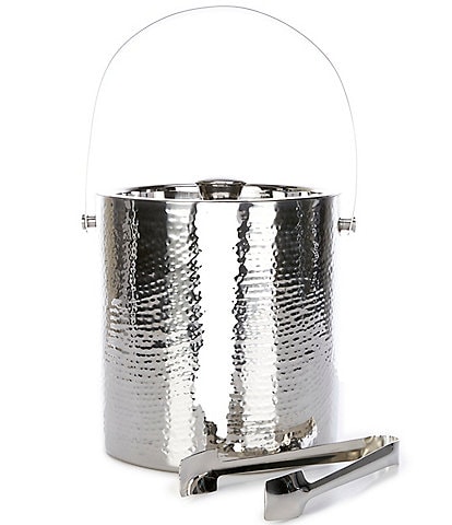 Southern Living Stainless Steel Hammered Ice Bucket With Tong