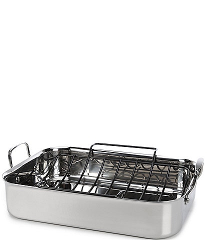 Southern Living Stainless Steel Large Rectangular Roaster with Non-stick Rack