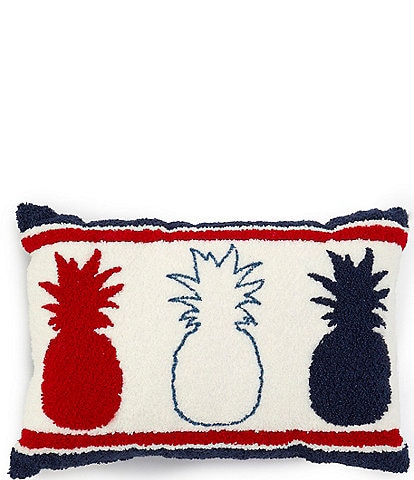Southern Living Summer Shop Collection Embroidered Americana Pineapple Print Hoop Indoor/Outdoor Throw Pillow