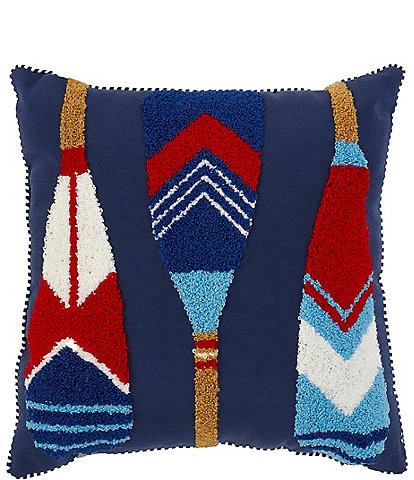 Southern Living Summer Shop Collection Front Porch Paddles Indoor/Outdoor Embroidered Throw Pillow