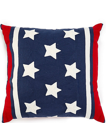 Southern Living Summer Shop Collection Indoor/Outdoor Star & Stripes Embroidered Reversible Throw Pillow