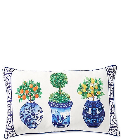Southern Living Summer Shop Topiary All-Weather Lumbar Pillow