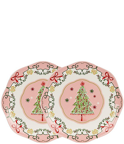 Southern Living Sweet Christmas Pink Accent Plates, Set of 2