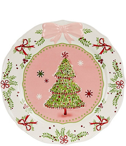 Southern Living Sweet Christmas Round Pink Bow Platter, 15#double;