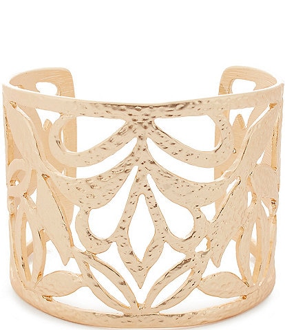Southern Living Textured Open Metal Spring Cuff Bracelet