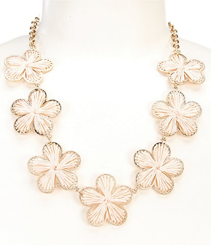 Southern Living Thread Wrapped Flower Collar Statement Necklace