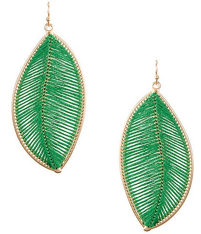Southern Living Thread Wrapped Leaf Finding Drop Earrings