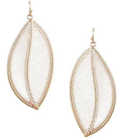 Southern Living Thread Wrapped Leaf Finding Drop Earrings
