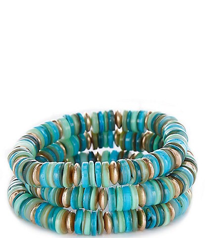 Southern Living Turquoise Disc Stretch Bracelet Set