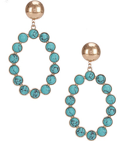 Southern Living Turquoise Stones Oval Statement Drop Earrings