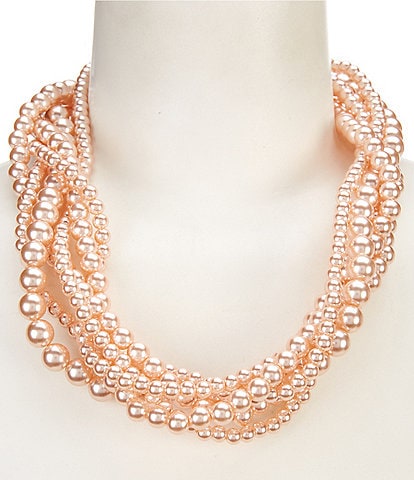 Southern Living Twisted Pink Pearl Collar Statement Necklace