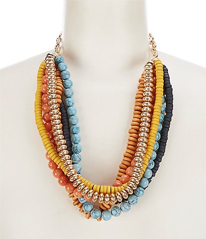Southern Living Twisted Semi-Precious Layered Statement Necklace