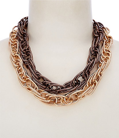 Southern Living Two-Tone Double Chain Statement Necklace