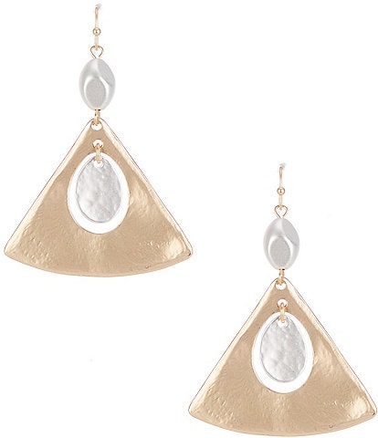  lucky brand two tone double layer earrings: Clothing