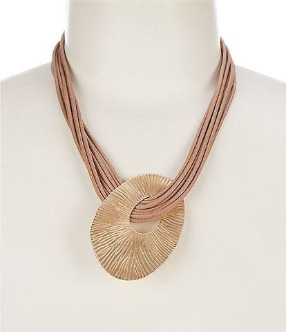 Southern Living Vachetta Cord Line Textured Organic Metal Short Pendant Necklace
