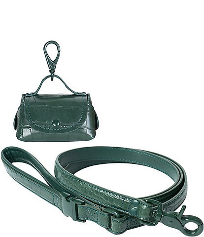 Southern Living Vegan Croco Leather Leash with Waste Bag Carrier