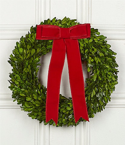Southern Living Velvet Bow Preserved Boxwood Wreath