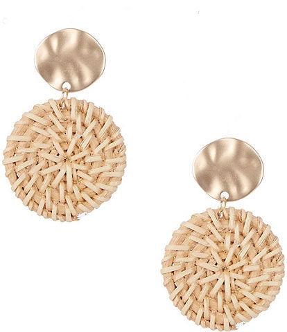 Southern Living Wavy Metal Round Wicker Drop Earrings