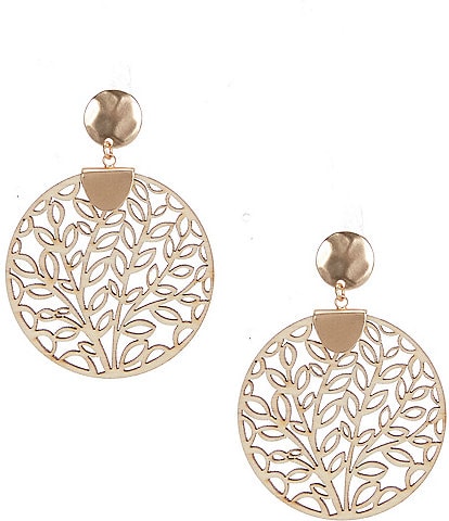 Southern Living Wood Floral Round Drop Earrings