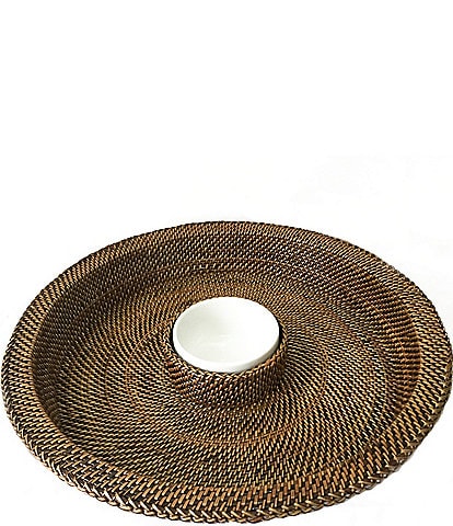 Southern Living Woven Nito & Ceramic Chip & Dip Server