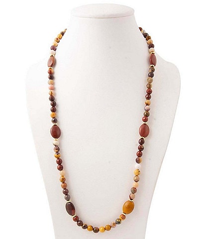 Southern Living x Barse Golden Mookaite Prairie Rose Long Strand Necklace