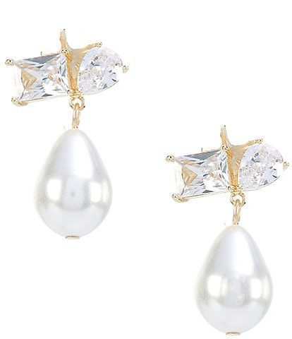 Southern Living x Borrowed & Blue Cubic Zirconia Stone Cluster with Pearl Drop Earrings
