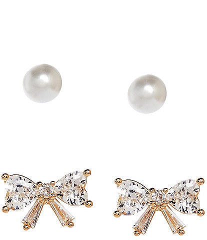 Southern Living x Borrowed & Blue Pearl & Crystal Bow Stud Earring Set