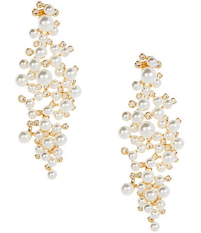 Southern Living x Borrowed & Blue Pearl and Cubic Zirconia Cluster Statement Drop Earrings