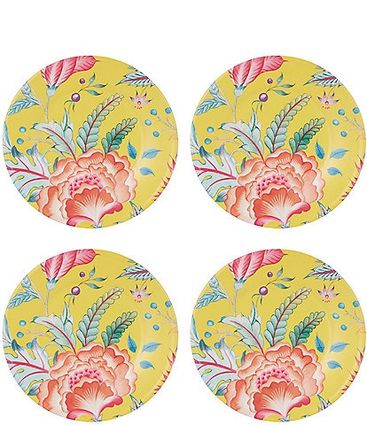 Southern Living Yellow Summer Floral Melamine Accent Salad Plates, Set of 4