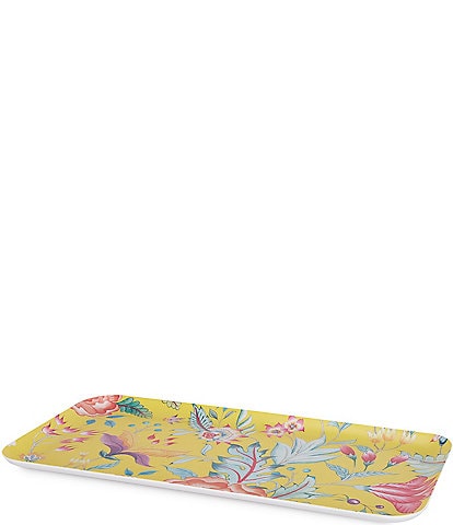 Southern Living Yellow Summer Floral Melmaine Large Rectangular Serving Tray