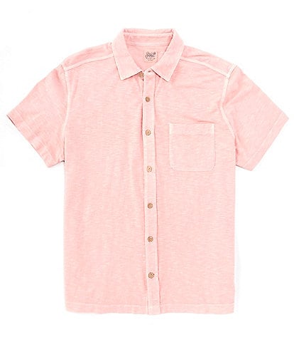 Southern Tide Beachcast Solid Knit Short Sleeve Woven Shirt