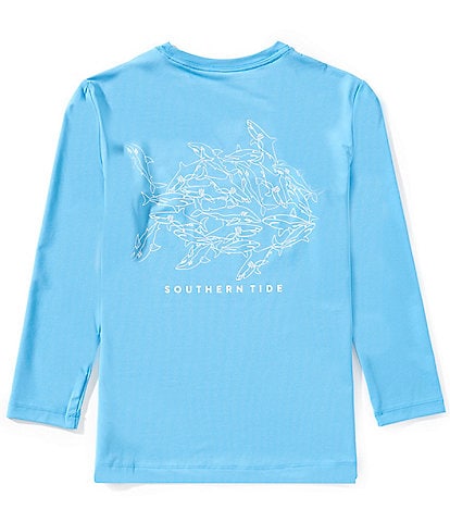Southern Tide Big Boys 8-20 Uh Oh Sharks Performance Long Sleeve T-Shirt