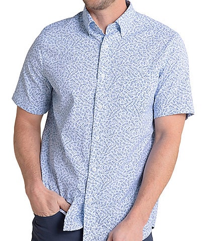Southern Tide Brrr° Intercoastal Performance Stretch Iguana Glee Short Sleeve Woven Shirt