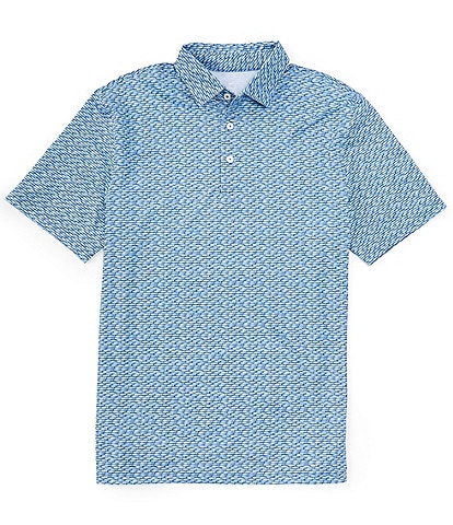 Southern Tide Driver Casual Water Printed Short Sleeve Polo Shirt