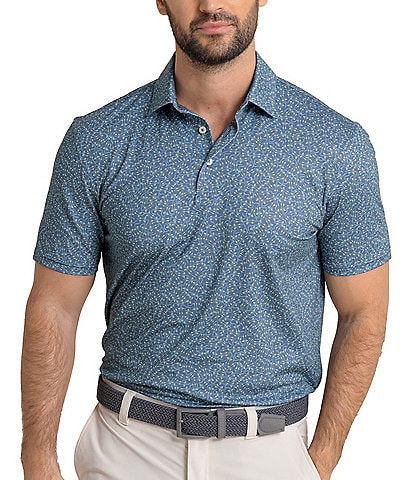 Southern Tide Driver Iguana Glee Printed Short Sleeve Polo Shirt