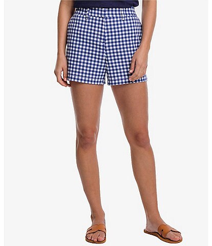 Southern Tide Inlet Gingham High Rise Coil Zip Fly Performance Short