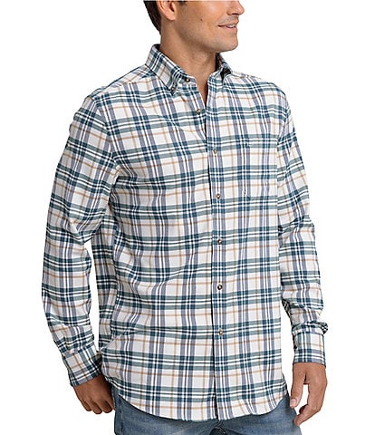 Southern Tide Intercoastal Performance Stretch Sandbridge Plaid Beach Flannel Long Sleeve Woven Shirt