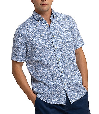 Southern Tide Linen Rayon Short Sleeve Woven Shirt