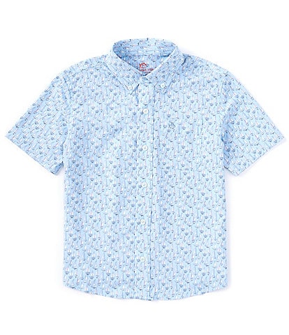 Southern Tide Little/Big Boys 4-16 Short Sleeve 'Forget A-Boat It' Button Front Shirt