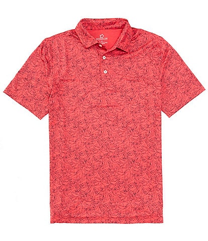 Southern Tide Performance Stretch Driver Dive In Printed Short Sleeve Polo Shirt