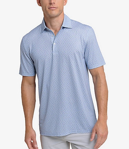 Southern Tide Performance Stretch Driver Fall Flock Printed Short Sleeve Polo Shirt