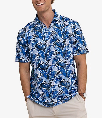 Southern Tide Performance Stretch Driver Paradise Palms Printed Short Sleeve Polo Shirt