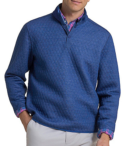 Southern Tide Quilted Heather Reversible Quarter Snap Pullover