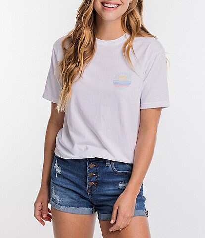 Southern Tide Striped Sunset Circle Short Sleeve Crew Neck Graphic Tee