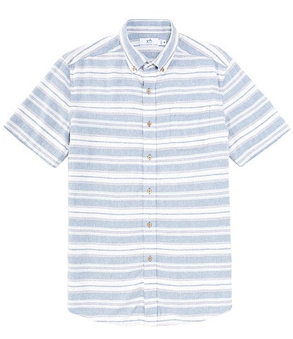 Southern Tide Timmonsok Stripe Linen Rayon Short Sleeve Woven Shirt