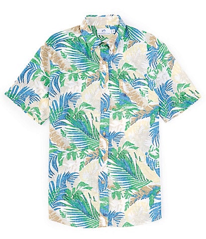 Southern Tide Tropical Paradise Palms Short Sleeve Woven Shirt