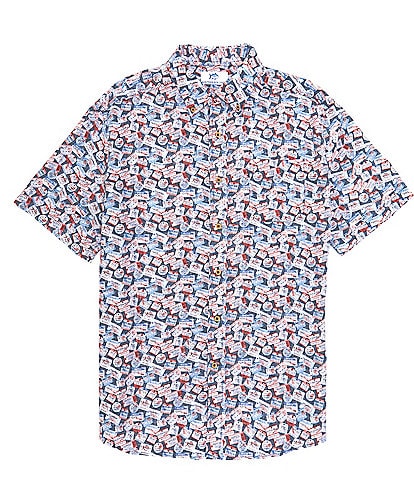 Southern Tide Welcome Aboard Print Short-Sleeve Woven Shirt