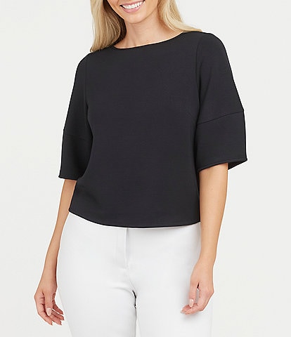 Spanx AirEssentials Short Puff Sleeve Round Neck 'At-the-Hip' Top