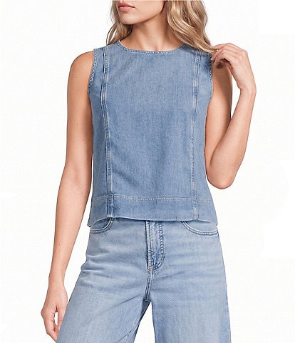 SPANX Crew Neck Sleeveless Woven Top